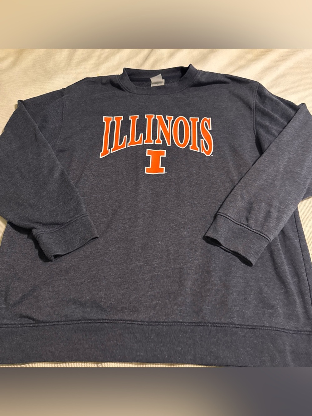 Illinois Men's Crewneck Sweatshirt - Navy with Orange Logo